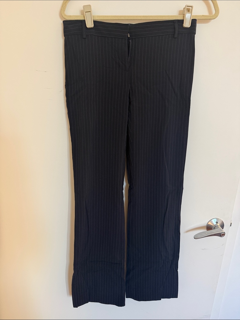 J. Crew Navy Pinstripe Women's Trousers in lightweight virgin wool, city fit
